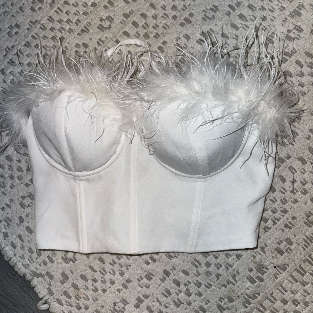 White feather corset top